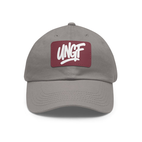 UG VIBES – Gorra negra de papá con parche de cuero UNGF