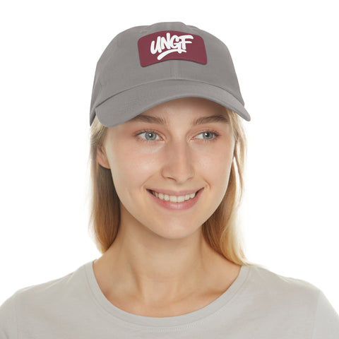 UG VIBES – Gorra negra de papá con parche de cuero UNGF