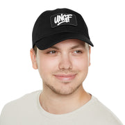 UG VIBES – Gorra negra de papá con parche de cuero UNGF