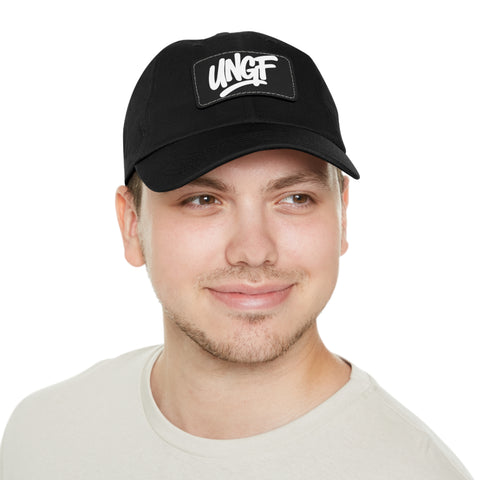 UG VIBES – Gorra negra de papá con parche de cuero UNGF