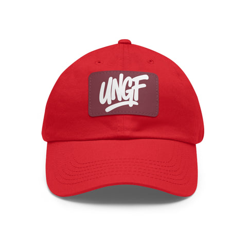 UG VIBES – Gorra negra de papá con parche de cuero UNGF