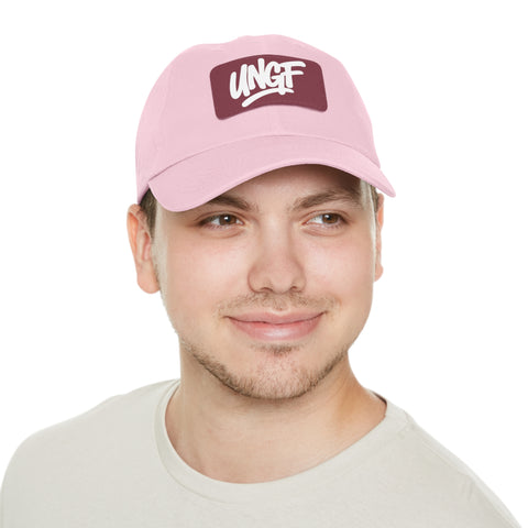 UG VIBES – Gorra negra de papá con parche de cuero UNGF