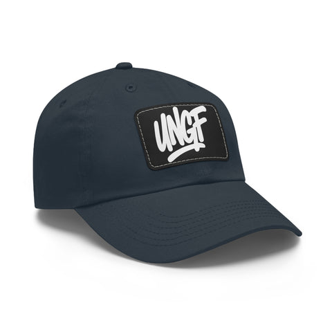 UG VIBES – Gorra negra de papá con parche de cuero UNGF