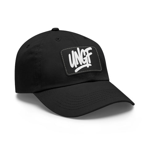 UG VIBES – Gorra negra de papá con parche de cuero UNGF