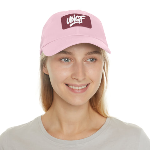 UG VIBES – Gorra negra de papá con parche de cuero UNGF
