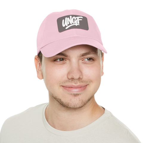UG VIBES – Gorra negra de papá con parche de cuero UNGF