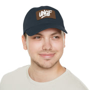 UG VIBES – Gorra negra de papá con parche de cuero UNGF