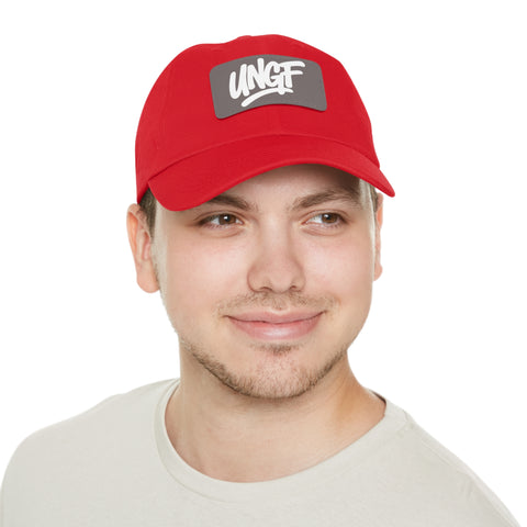 UG VIBES – Gorra negra de papá con parche de cuero UNGF