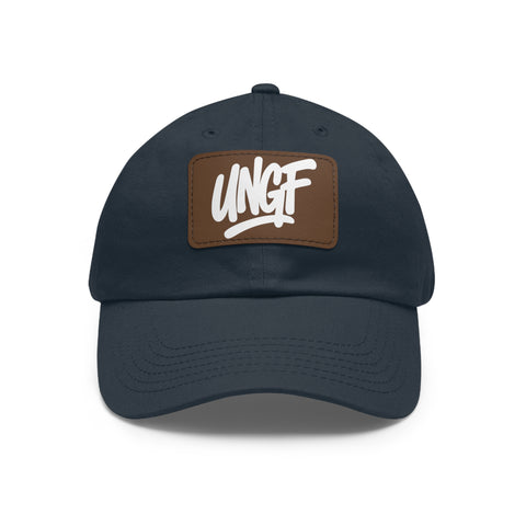 UG VIBES – Gorra negra de papá con parche de cuero UNGF