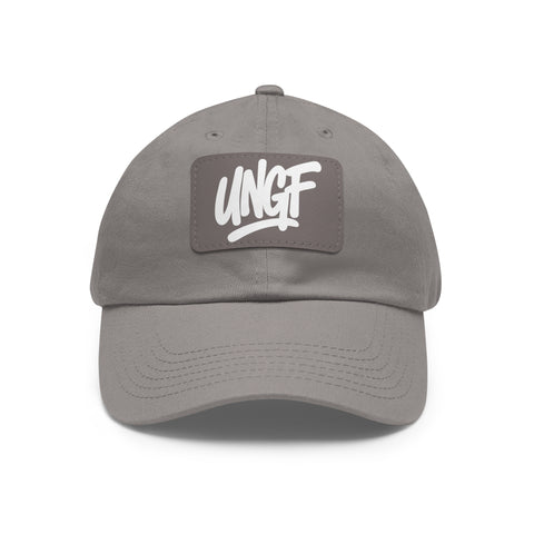 UG VIBES – Gorra negra de papá con parche de cuero UNGF