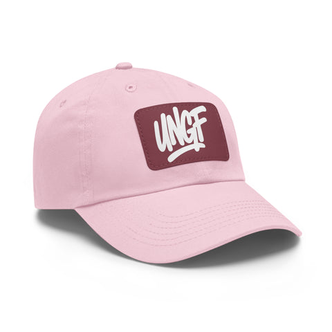 UG VIBES – Gorra negra de papá con parche de cuero UNGF
