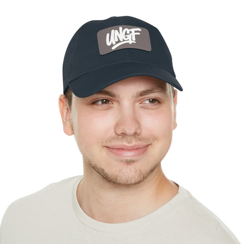 UG VIBES – Gorra negra de papá con parche de cuero UNGF