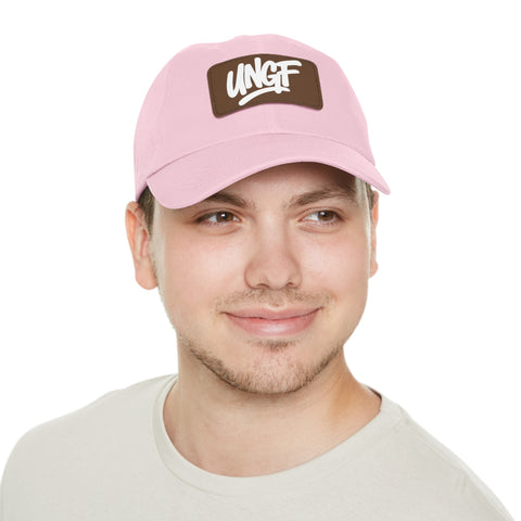 UG VIBES – Gorra negra de papá con parche de cuero UNGF