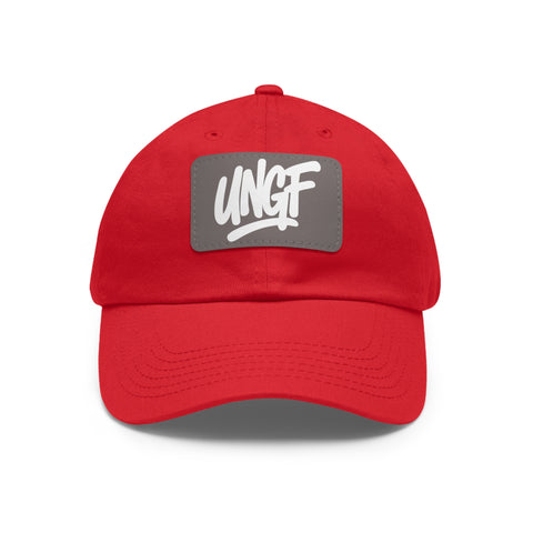 UG VIBES – Gorra negra de papá con parche de cuero UNGF