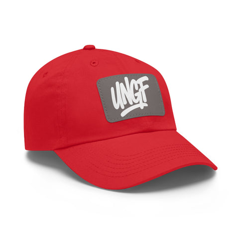 UG VIBES – Gorra negra de papá con parche de cuero UNGF