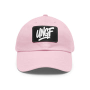 UG VIBES – Gorra negra de papá con parche de cuero UNGF