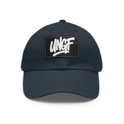 UG VIBES – Gorra negra de papá con parche de cuero UNGF