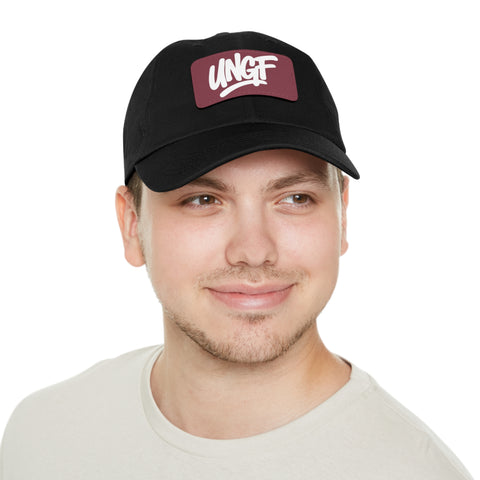 UG VIBES – Gorra negra de papá con parche de cuero UNGF