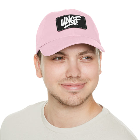 UG VIBES – Gorra negra de papá con parche de cuero UNGF