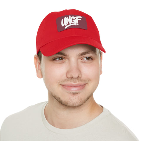 UG VIBES – Gorra negra de papá con parche de cuero UNGF