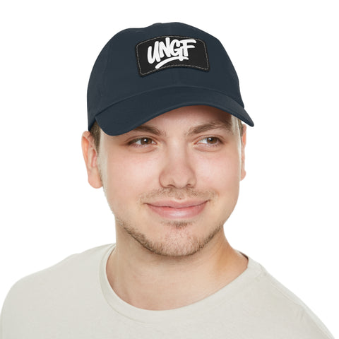 UG VIBES – Gorra negra de papá con parche de cuero UNGF