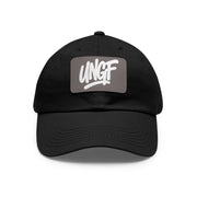 UG VIBES – Gorra negra de papá con parche de cuero UNGF