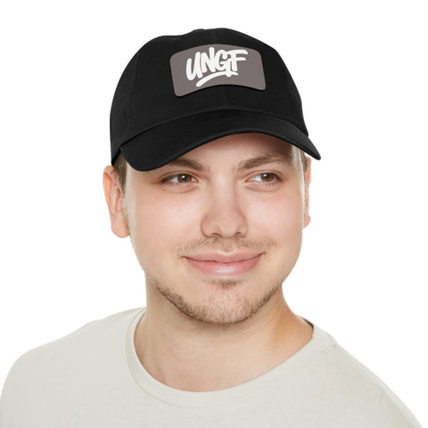 UG VIBES – Gorra negra de papá con parche de cuero UNGF