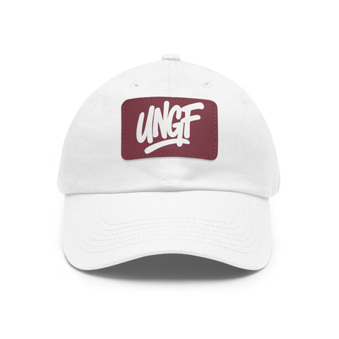 UG VIBES – Gorra negra de papá con parche de cuero UNGF