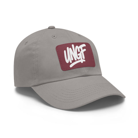 UG VIBES – Gorra negra de papá con parche de cuero UNGF