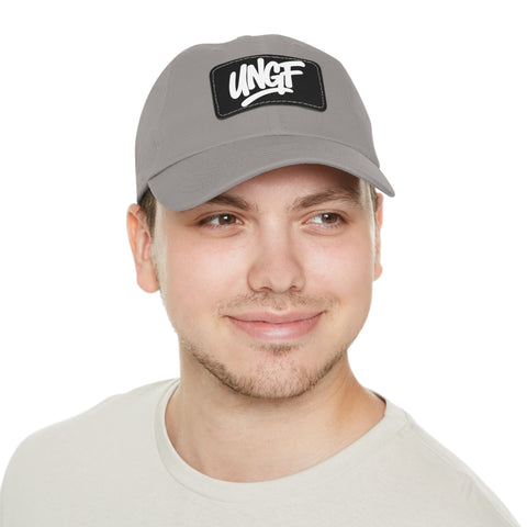 UG VIBES – Gorra negra de papá con parche de cuero UNGF