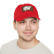 UG VIBES – Gorra negra de papá con parche de cuero UNGF