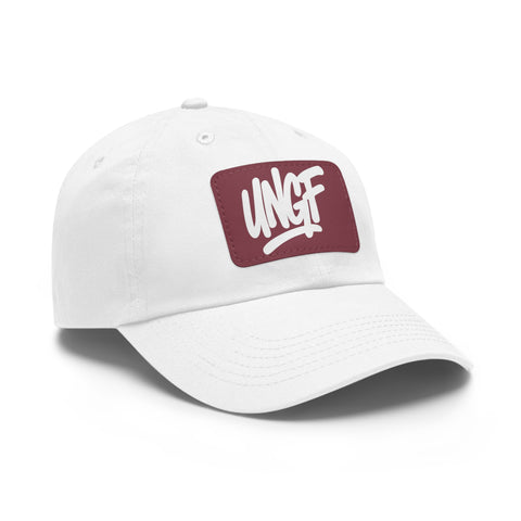 UG VIBES – Gorra negra de papá con parche de cuero UNGF