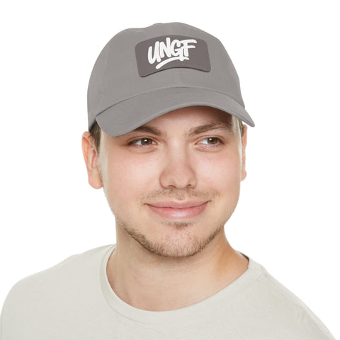 UG VIBES – Gorra negra de papá con parche de cuero UNGF