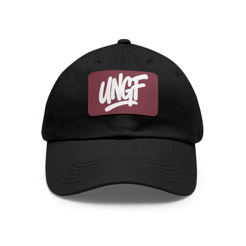 UG VIBES – Gorra negra de papá con parche de cuero UNGF