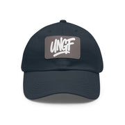 UG VIBES – Gorra negra de papá con parche de cuero UNGF