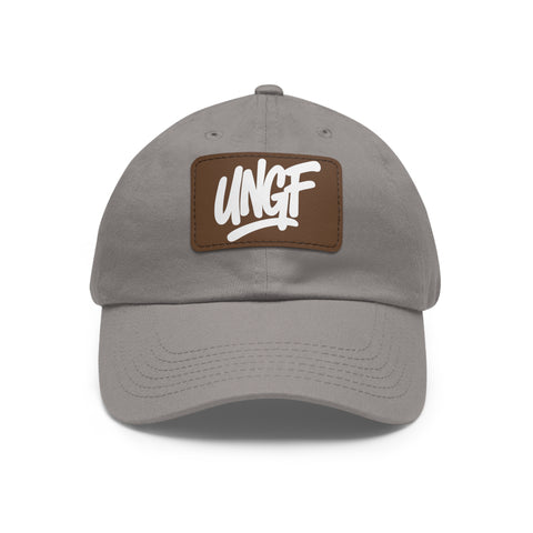UG VIBES – Gorra negra de papá con parche de cuero UNGF
