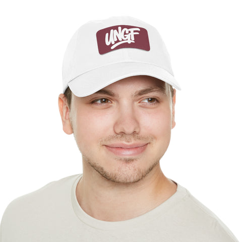UG VIBES – Gorra negra de papá con parche de cuero UNGF