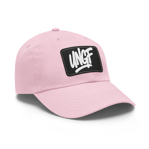 UG VIBES – Gorra negra de papá con parche de cuero UNGF